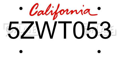 5ZWT053 California License Plate