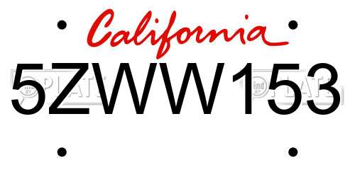 5ZWW153 California License Plate