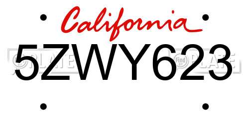 5ZWY623 California License Plate