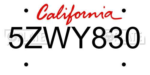 5ZWY830 California License Plate