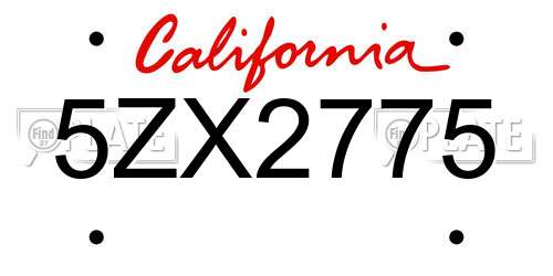 5ZX2775 California License Plate
