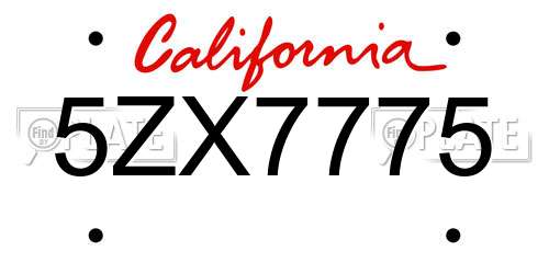 5ZX7775 California License Plate