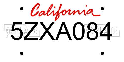 5ZXA084 California License Plate