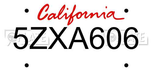 5ZXA606 California License Plate