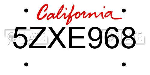 5ZXE968 California License Plate