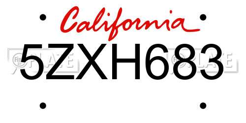 5ZXH683 California License Plate