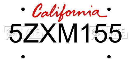 5ZXM155 California License Plate