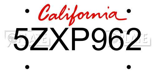 5ZXP962 California License Plate