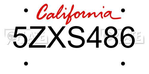 5ZXS486 California License Plate