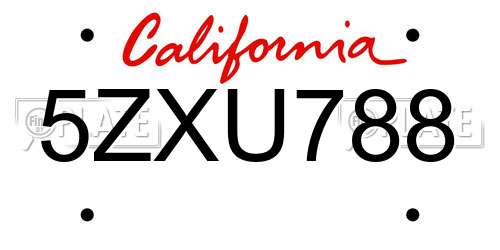 5ZXU788 California License Plate