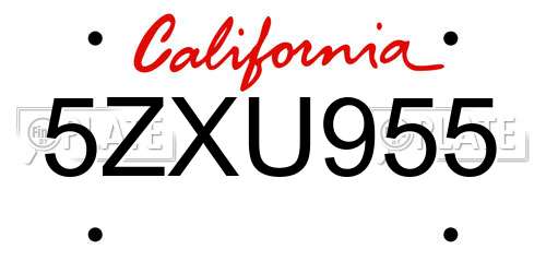 5ZXU955 California License Plate