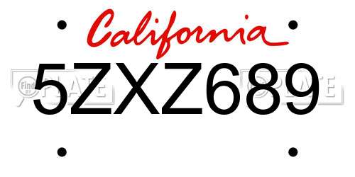 5ZXZ689 California License Plate