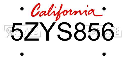 5ZYS856 California License Plate