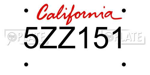 5ZZ151 California License Plate