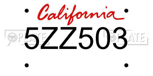 5ZZ503 California License Plate