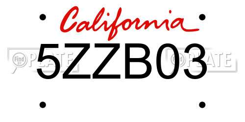 5ZZB03 California License Plate