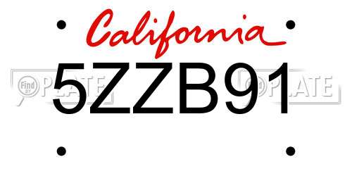5ZZB91 California License Plate
