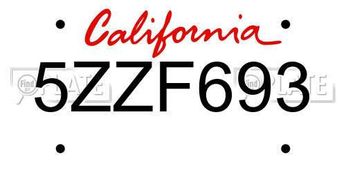 5ZZF693 California License Plate