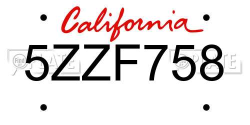 5ZZF758 California License Plate