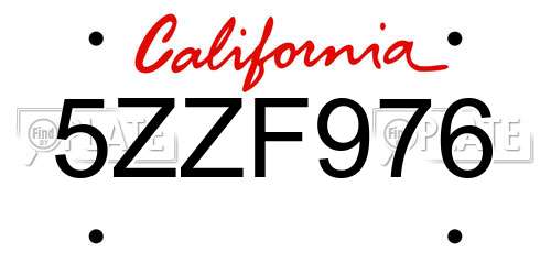 5ZZF976 California License Plate