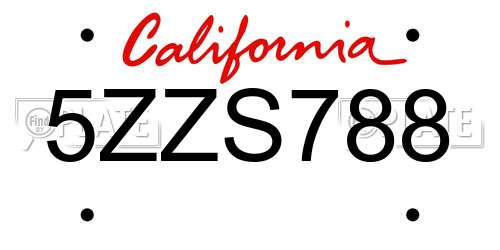 5ZZS788 California License Plate