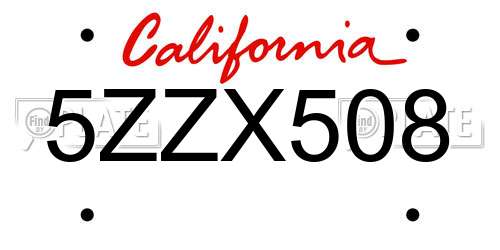 5ZZX508 California License Plate