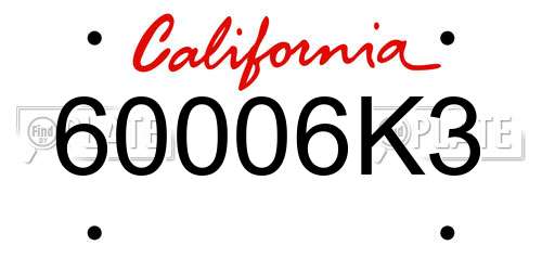60006K3 California License Plate
