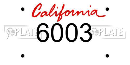 6003 California License Plate