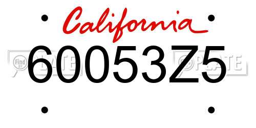 60053Z5 California License Plate