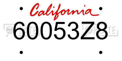 60053Z8 California License Plate