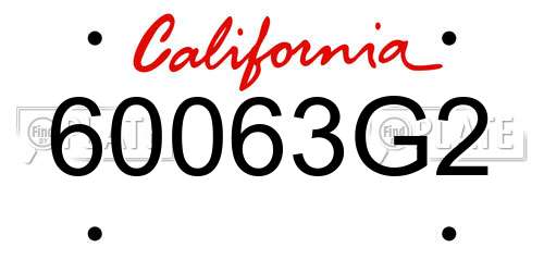 60063G2 California License Plate