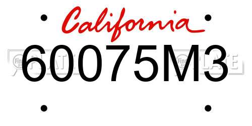 60075M3 California License Plate