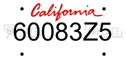 60083Z5 California License Plate