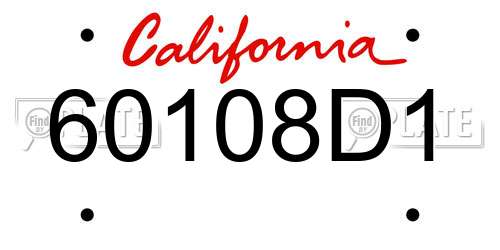 60108D1 California License Plate