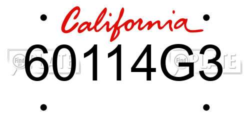 60114G3 California License Plate