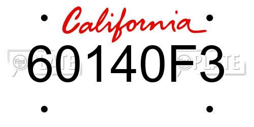 60140F3 California License Plate
