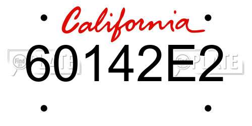 60142E2 California License Plate