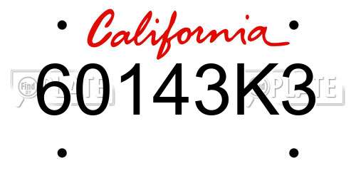 60143K3 California License Plate