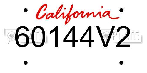 60144V2 California License Plate