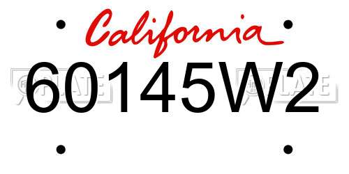 60145W2 California License Plate