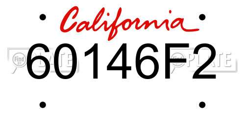 60146F2 California License Plate