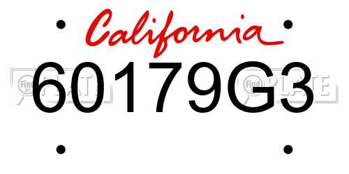 60179G3 California License Plate