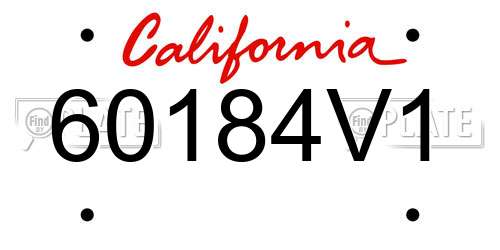 60184V1 California License Plate