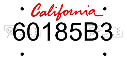 60185B3 California License Plate