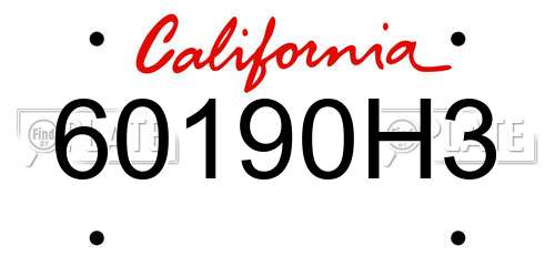 60190H3 California License Plate