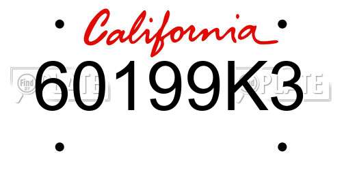 60199K3 California License Plate