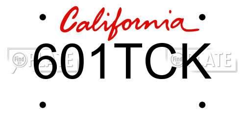 601TCK California License Plate