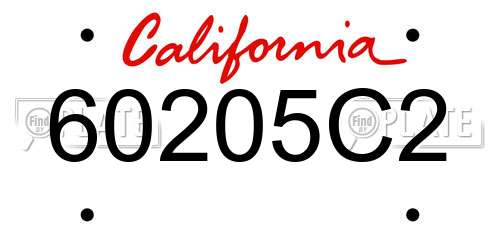60205C2 California License Plate