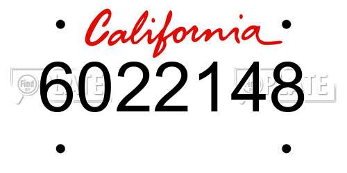 6022148 California License Plate