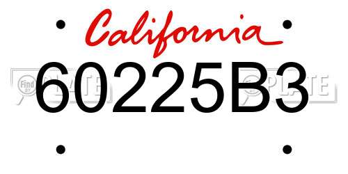 60225B3 California License Plate